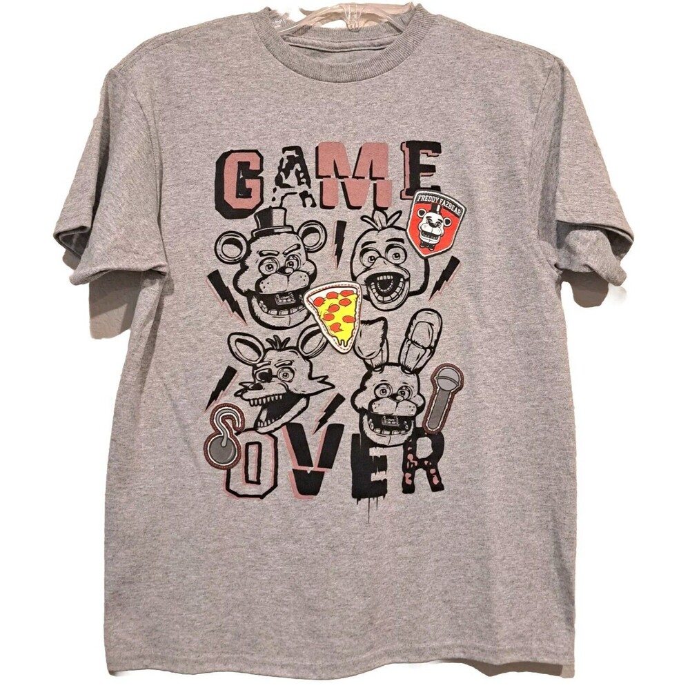 FNAF Five Nights At Freddy's Graphic Tee Fazbear Gray Unisex T-Shirt Sz M NWOT